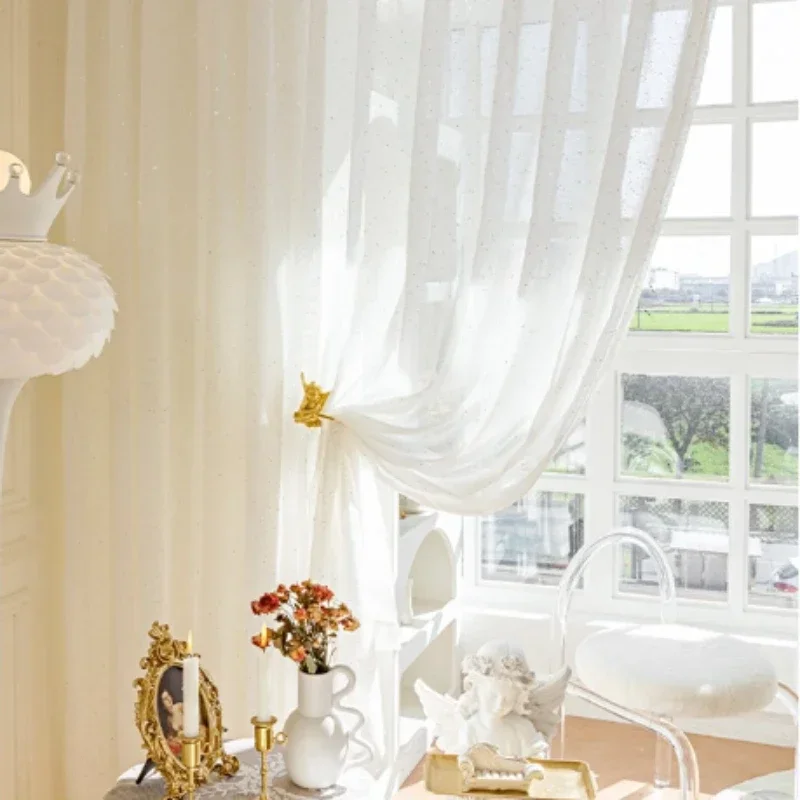 Sequin Fabric Panel - Rideaux transparents français pour salon, chambre