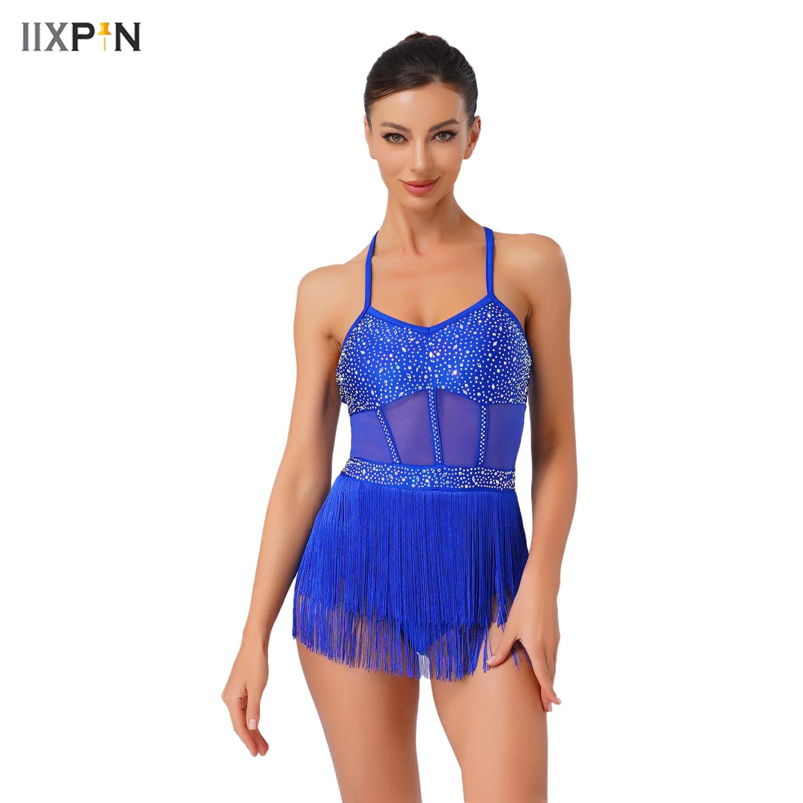 Rhinestone Banding Trim - Femmes strass Latin Tango danse justaucorps