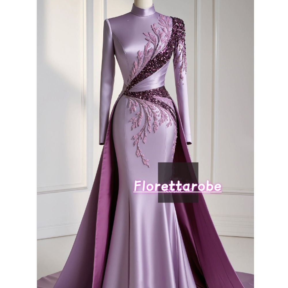 Applique Patch Flower - Florettarobe exquise violet Satin paillettes Appliques