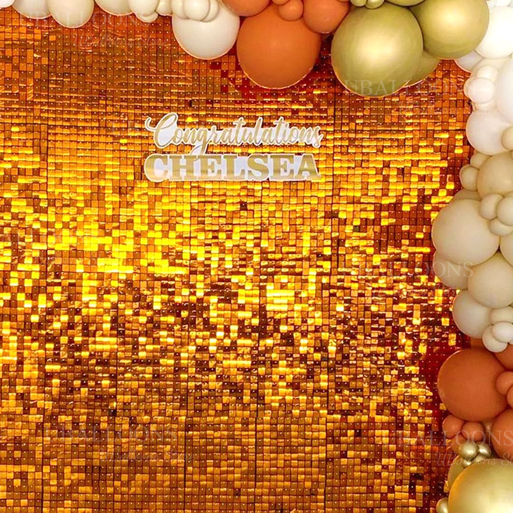 Sequin Fabric Panel - Panneaux d'arrière-plan muraux scintillants Orange vif,