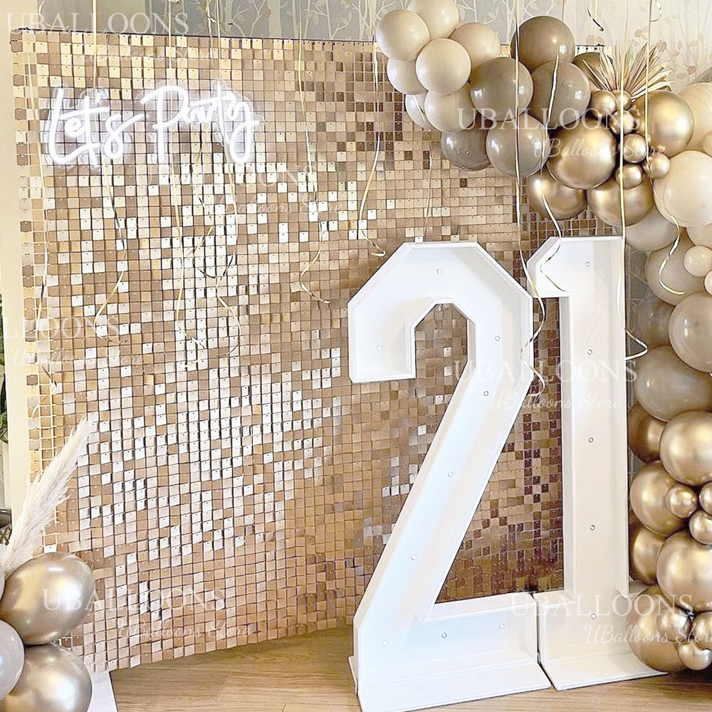 Sequin Fabric Panel - Panneaux de paillettes dorées beige mat