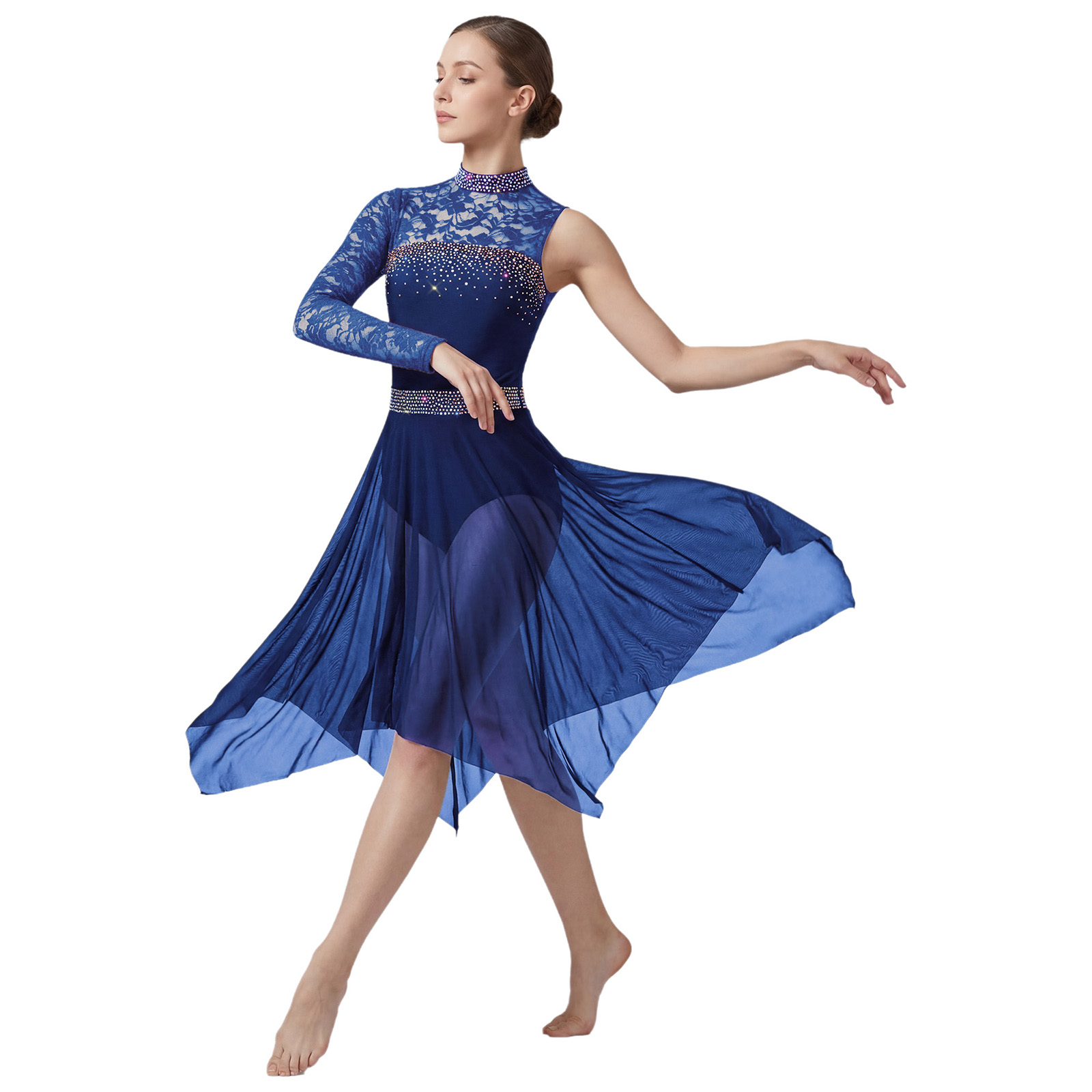 Rhinestone Banding Trim - Robe de danse lyrique pour femmes,
