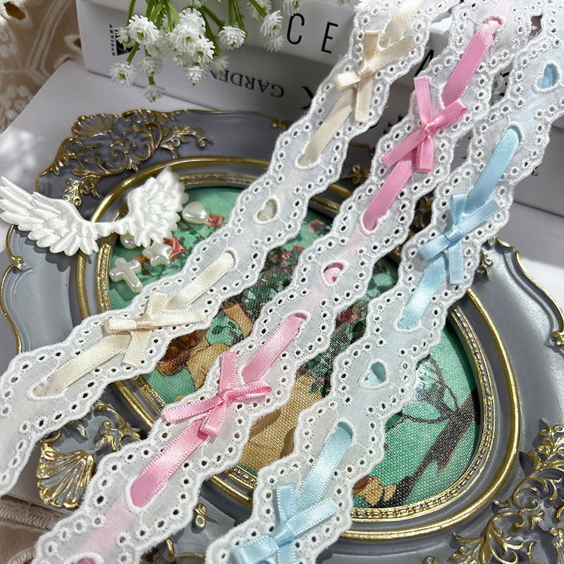 Lace Ribbon Trim - Garnitures en dentelle plissée avec nœud