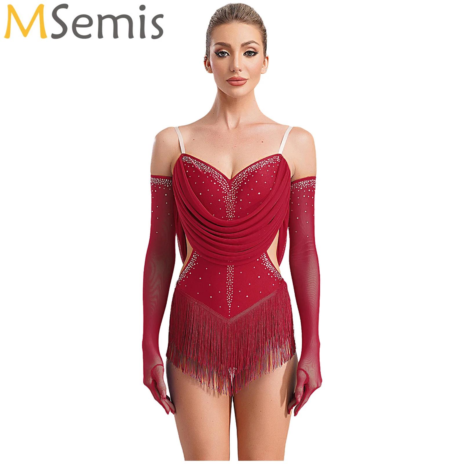 Rhinestone Banding Trim - Justaucorps de danse latine pour femme,
