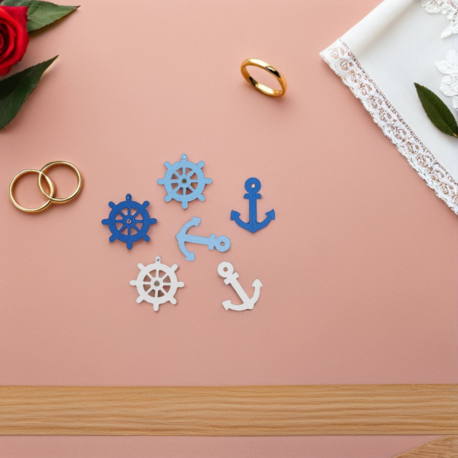 Embellishments For Scrapbooking - Mini pendentifs ancre en bois, 100