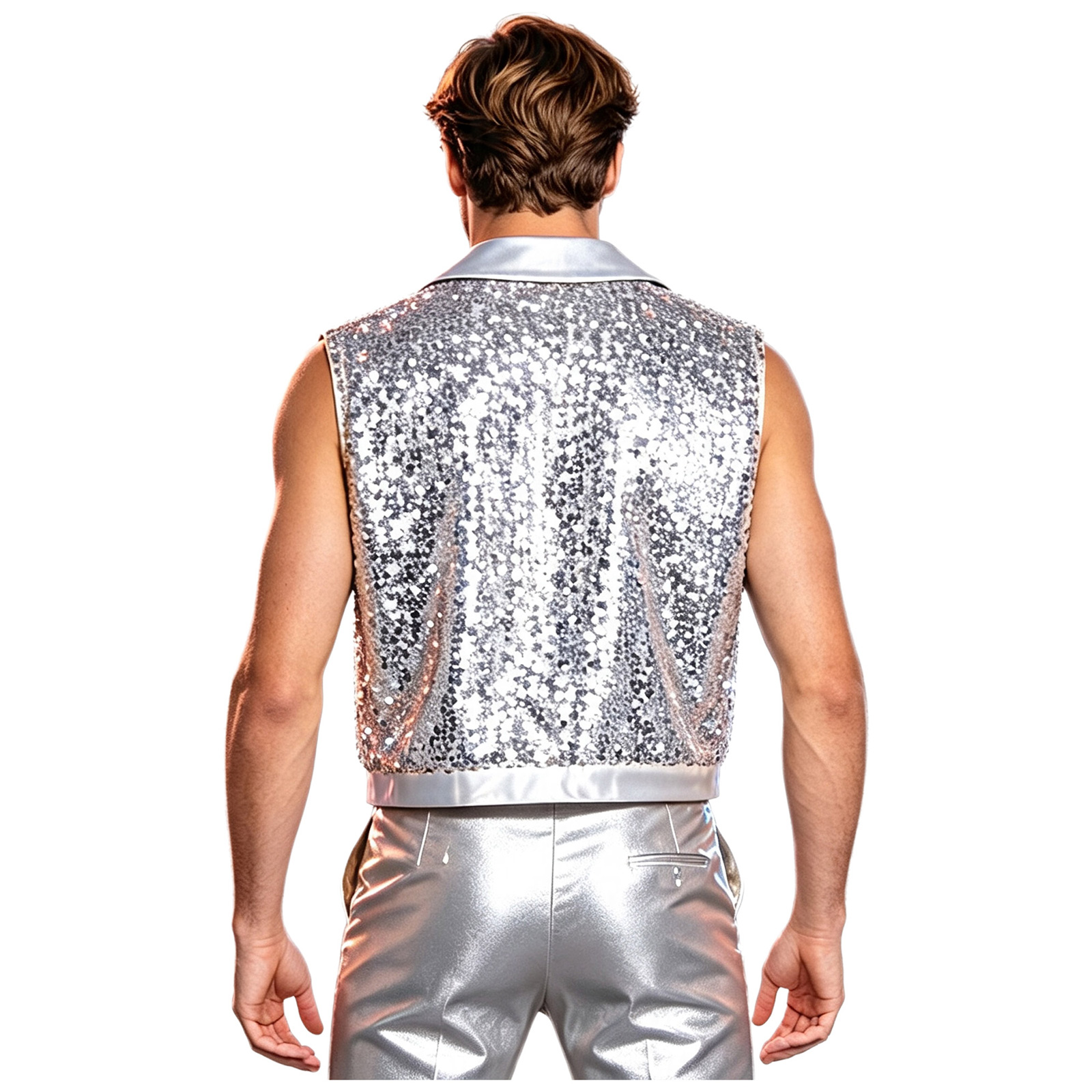 Tassel Fringe Trim - Gilet scintillant à franges pour homme,