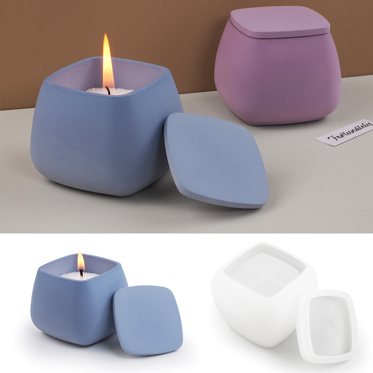 Pot de bougie carré en Silicon - Craft Embellishment Storage avis et prix