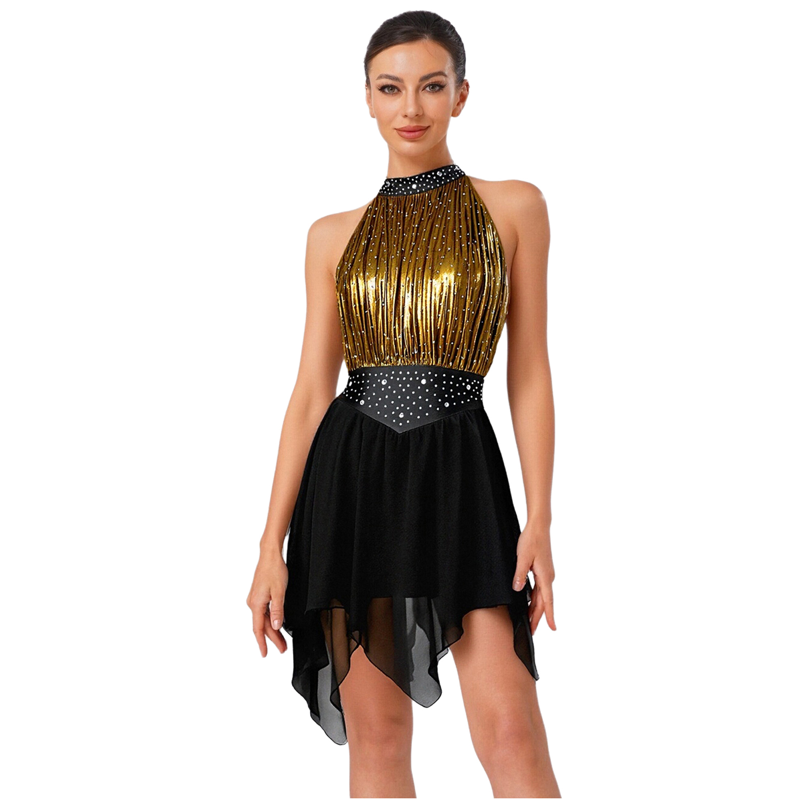 Robe de danse lyrique sans man - Rhinestone Banding Trim avis et prix