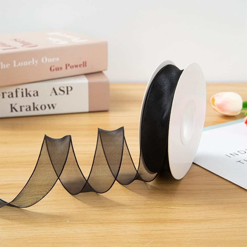 Ruban en Organza noir de 1 pou - Organza Ribbon Spool avis et prix