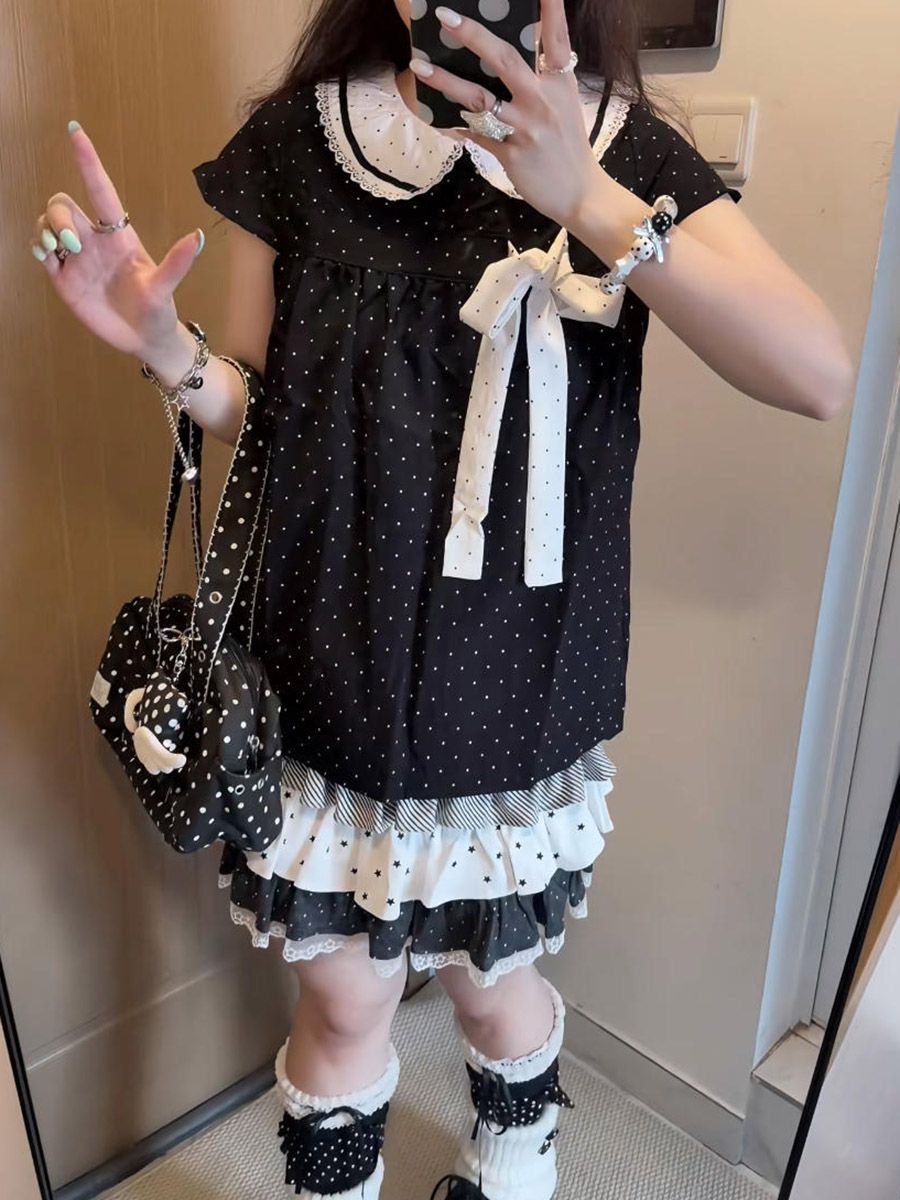 Ensemble 2 pièces Y2K Kawaii j - Lace Ribbon Trim avis et prix