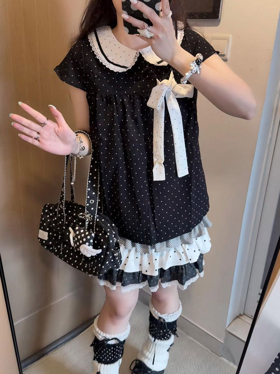 Ensemble 2 pièces Y2K Kawaii j - Lace Ribbon Trim avis et prix