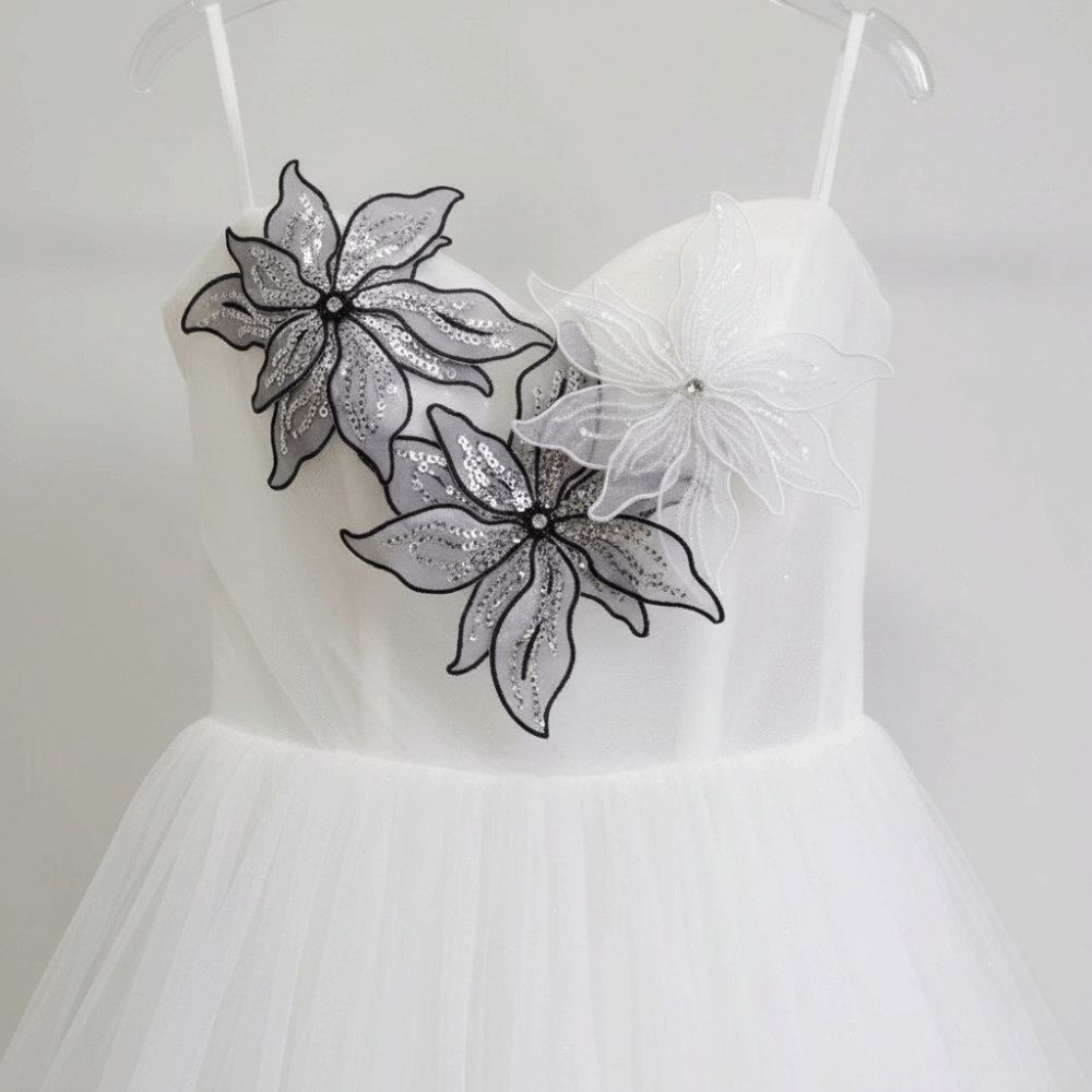 Patchs brodés noir et blanc, p - Applique Patch Flower avis et prix