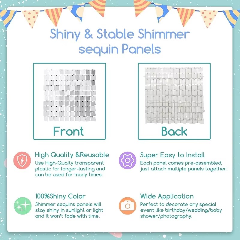 12/16/18/24 Pièces Panneaux Mu - Sequin Fabric Panel avis et prix