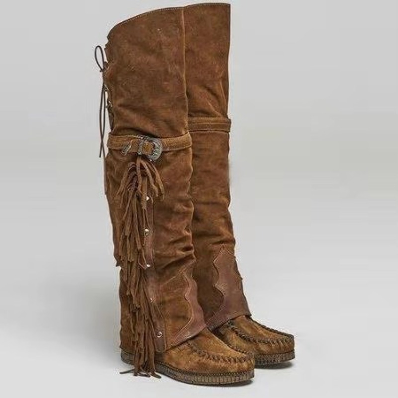 Nouvelles Bottes Femme 2026 à  - Tassel Fringe Trim avis et prix